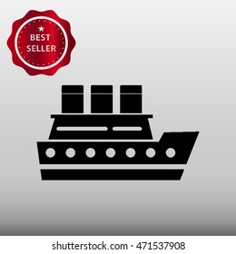 Cruise Ship Vector Icon Illustration