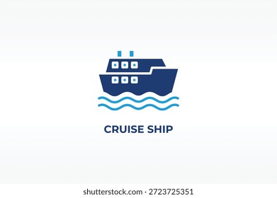 Ilustración aislada del Vector, del icono o del símbolo del buque de crucero