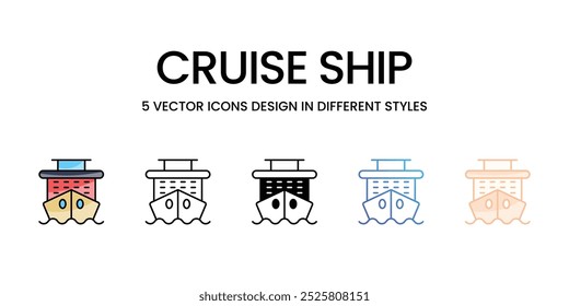 Conjunto de iconos vectoriales de crucero Ilustración de stock