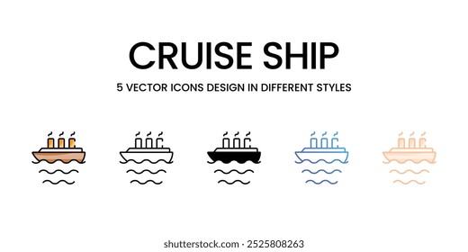 Conjunto de iconos vectoriales de crucero Ilustración de stock