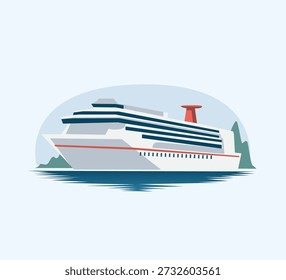 cruise ship vector illustration with ocean