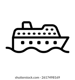 Cruise Ship Vector Line Icon Design