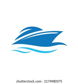Cruise Ship Vector Logo Design Template