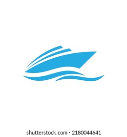 Cruise Ship Vector Logo Design Template