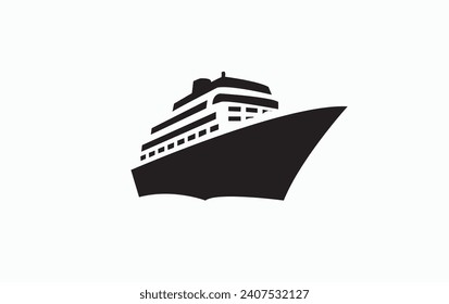 cruise ship vector logo simple black and white background

