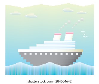 Cruise ship . Vector pixel