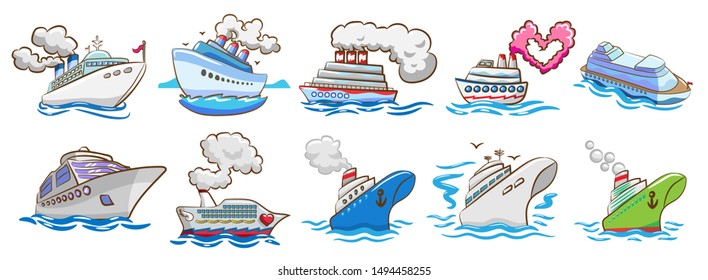 cruise ship vector set graphic clipart 
