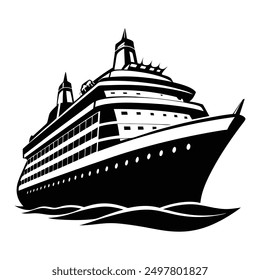 Cruise Ship Vector Silhouette Design