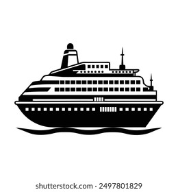 Cruise Ship Vector Silhouette Design