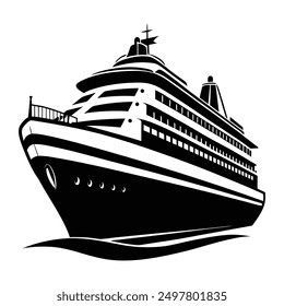 Cruise Ship Vector Silhouette Design