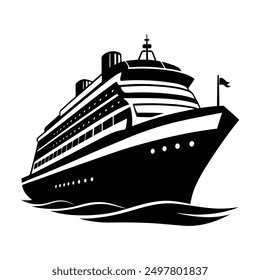 Cruise Ship Vector Silhouette Design