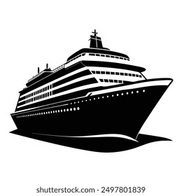 Cruise Ship Vector Silhouette Design