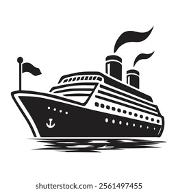 Cruise Ship Vector Silhouette Design