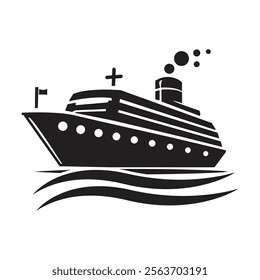 Cruise Ship Vector Silhouette Design