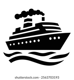 Cruise Ship Vector Silhouette Design