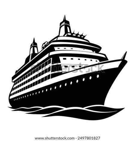 Cruise Ship Vector Silhouette Design