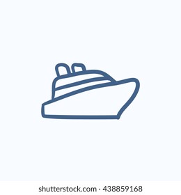 Cruise ship vector sketch icon isolated on background. Hand drawn Cruise ship icon. Cruise ship sketch icon for infographic, website or app.