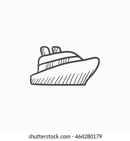 Cruise ship vector sketch icon isolated on background. Hand drawn Cruise ship icon. Cruise ship sketch icon for infographic, website or app.