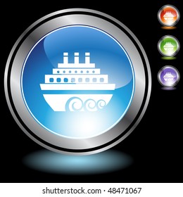 Cruise ship web button isolated on a background