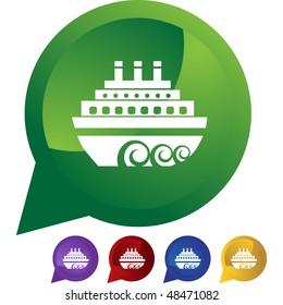Cruise ship web button isolated on a background