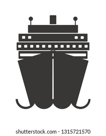 Cruise ship, yacht or cargo ship flat icon for apps and websites