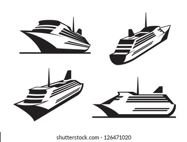 Cruise ships in perspective - vector illustration