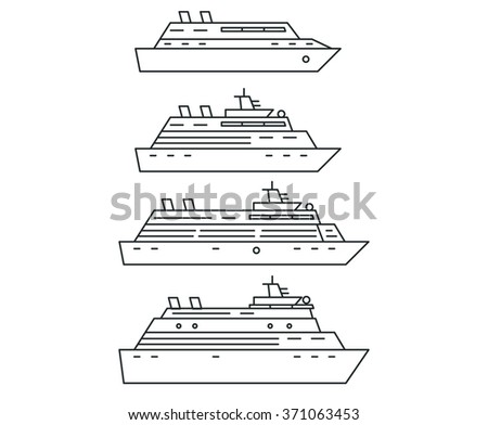 Cruise ships thin line vector illustration