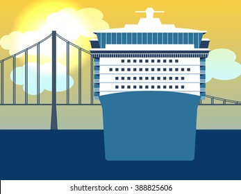 Cruise ship.Summer vacation.Vector