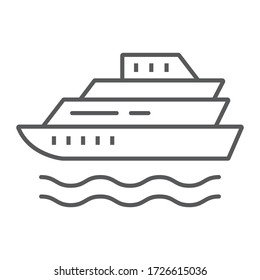 Cruise thin line icon, tourism and travel, liner sign vector graphics, a linear icon on a white background, eps 10
