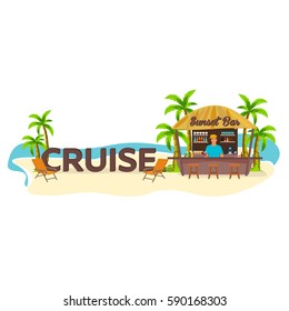 Cruise. Travel. Palm drink summer lounge chair tropical