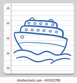 Cruise Travel Summer Notebook School Doodle Icons Hand Made Sketch  vector.