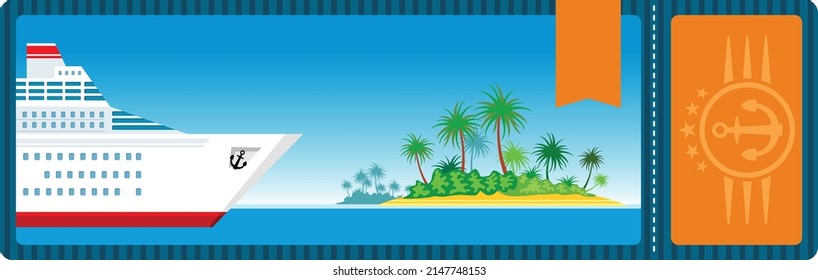 Cruise travel ticket template. Ship boarding pass