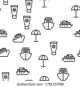 Illustration über nahtlose Muster der dünnen Linie für Reisen ohne Vektorgrafik