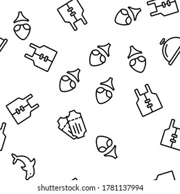 Cruise Travel Vector Seamless Pattern Thin Line Illustration