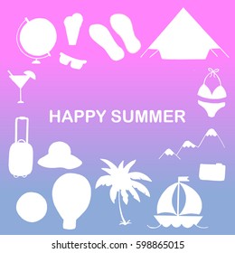 Cruise vacation icons made in trendy line style vector. Summer adventure emblem. Marine symbols. Nautical design elements isolated on background. Labels for maritime company or cruise ship.