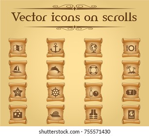 cruise vector icons on scrolls for your creative ideas
