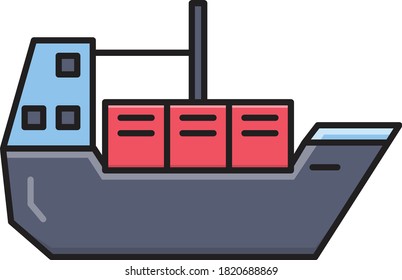 cruise vector line flat icon 
