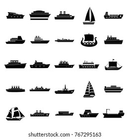 Cruise vessel yacht icons set. Simple illustration of 25 cruise vessel yacht vector icons for web