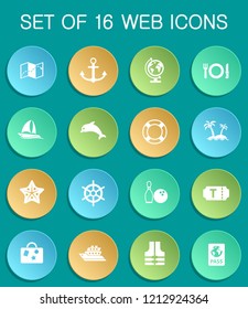 cruise web icons on colorful round buttons
