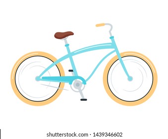 Cruiser bicycle flat vector illustration. Road bike, cycling sport. Equipment for outdoor activity, vintage single speed bicycle. Eco friendly transport isolated design element