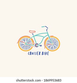 Cruiser Bike. Bicycle. Bike icon vector. Cycling concept. Trendy Flat style for graphic design, logo, Web site, social media, UI, mobile app, EPS10, poster, icon, etc