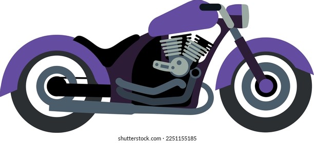 Cruiser bike icon. Cartoon motorcycle side view