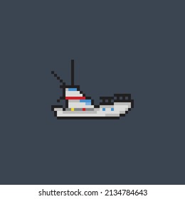 cruiser boat in pixel style