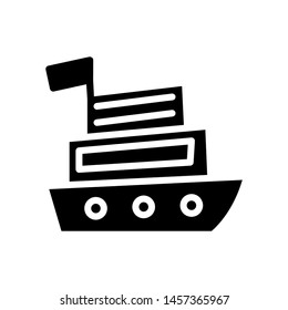 Cruiser Ferry Icon , Template Logo Design Emblem Isolated Illustration , Tourist Holiday Summer , Outline Solid Backgound White

