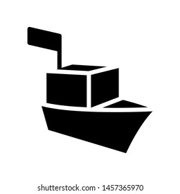 Cruiser Ferry Icon , Template Logo Design Emblem Isolated Illustration , Tourist Holiday Summer , Outline Solid Backgound White
