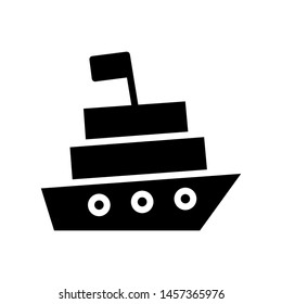 Cruiser Ferry Icon , Template Logo Design Emblem Isolated Illustration , Tourist Holiday Summer , Outline Solid Backgound White
