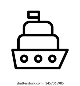 Cruiser Ferry Icon , Template Logo Design Emblem Isolated Illustration , Tourist Holiday Summer , Outline Solid Backgound White
