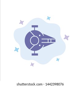 Cruiser, Fighter, Interceptor, Ship, Spacecraft Blue Icon on Abstract Cloud Background