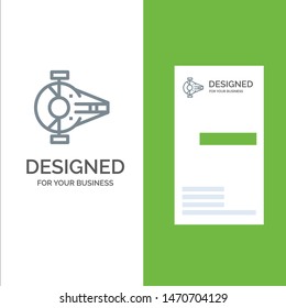 Cruiser, Fighter, Interceptor, Ship, Spacecraft Grey Logo Design and Business Card Template. Vector Icon Template background