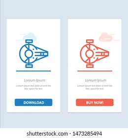Cruiser, Fighter, Interceptor, Ship, Spacecraft  Blue and Red Download and Buy Now web Widget Card Template